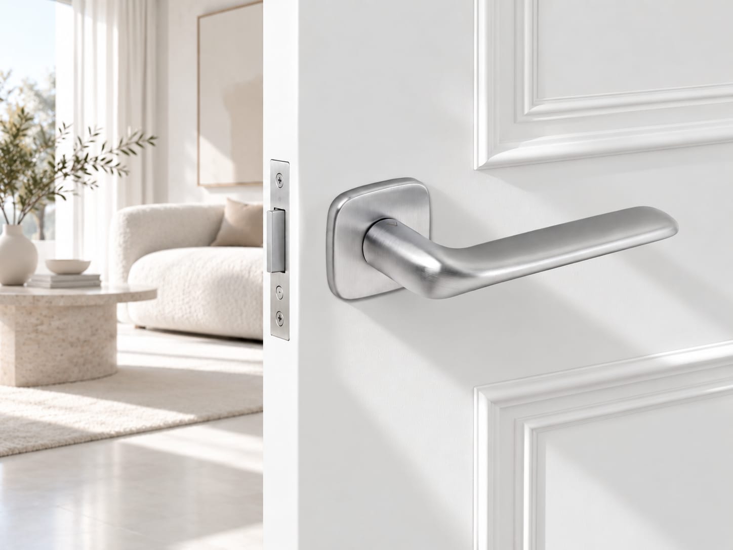 klamka do drzwi FLAT VDS chrom szczotkowany - projekt Sedno Studio
