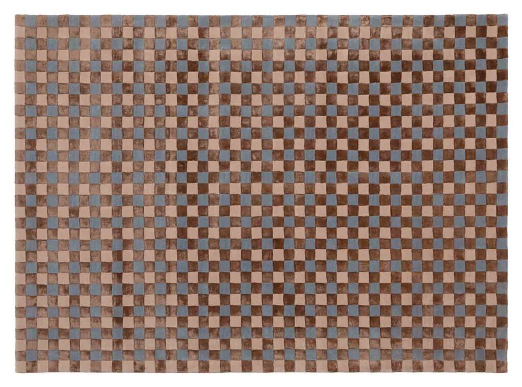 dywan szachownica blue beige flicker 5016