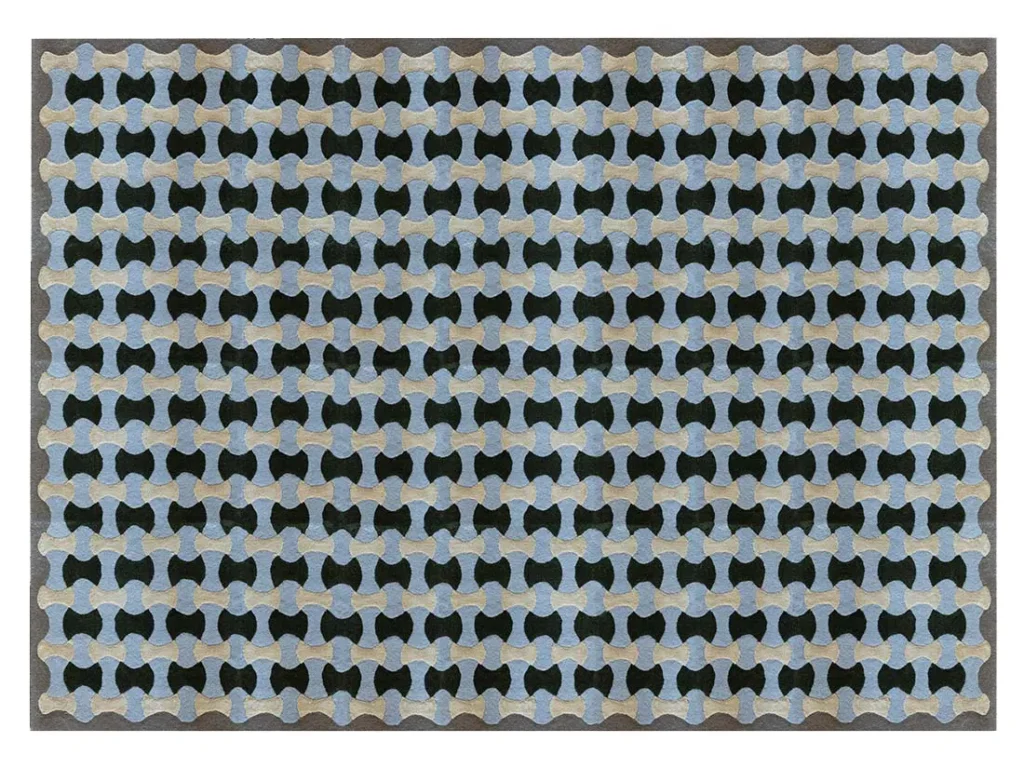 dywan geometryczny BLUE-CREAM-DARK-GREEN