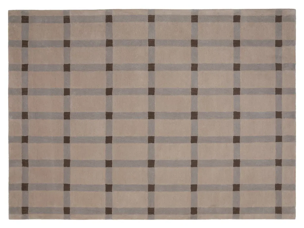 dywan wełniany brązowy w szarą kratkę COTTAGE 5048