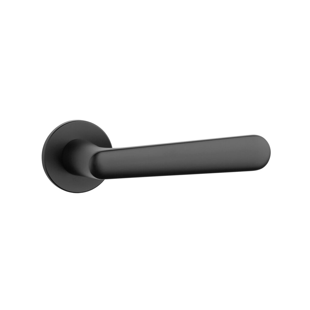 Klamka drzwiowa APRILE ARIA R 5S czarny mat - rozeta okrągła R SUPER SLIM 5mm