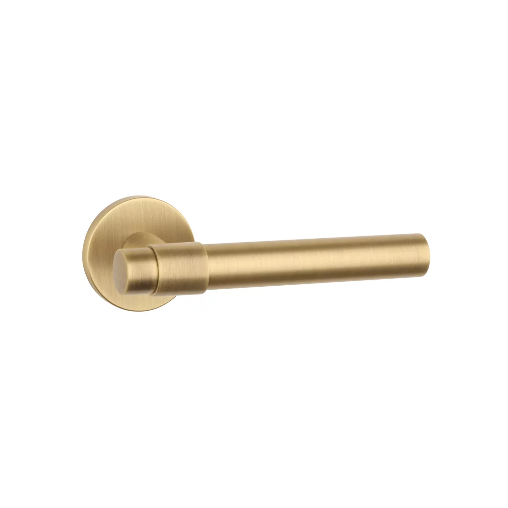 Klamka Aprile Bellisa R Slim 7 mm w wykończeniu patyna antyczna, na okrągłej rozecie Slim 7 mm